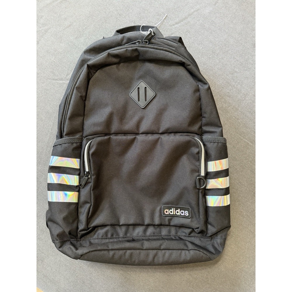 adidas Classic 3S 4 Backpack Black/White Striped Laptop Sleeve Bottle Pocket